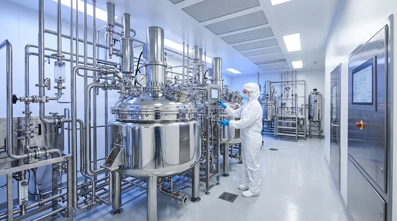 Stainless-steel formulation vessels in a sterile production suite