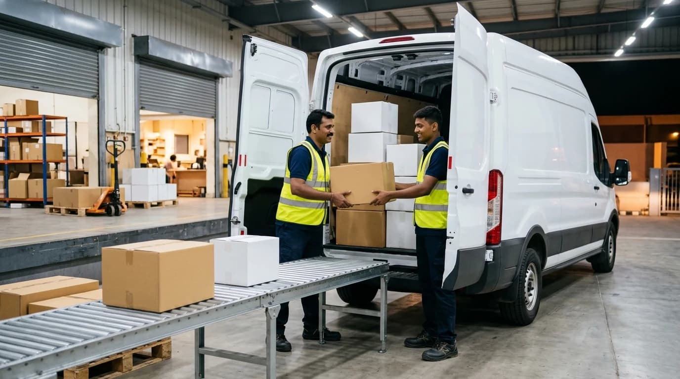 Cartons being prepared for dispatch in a warehouse